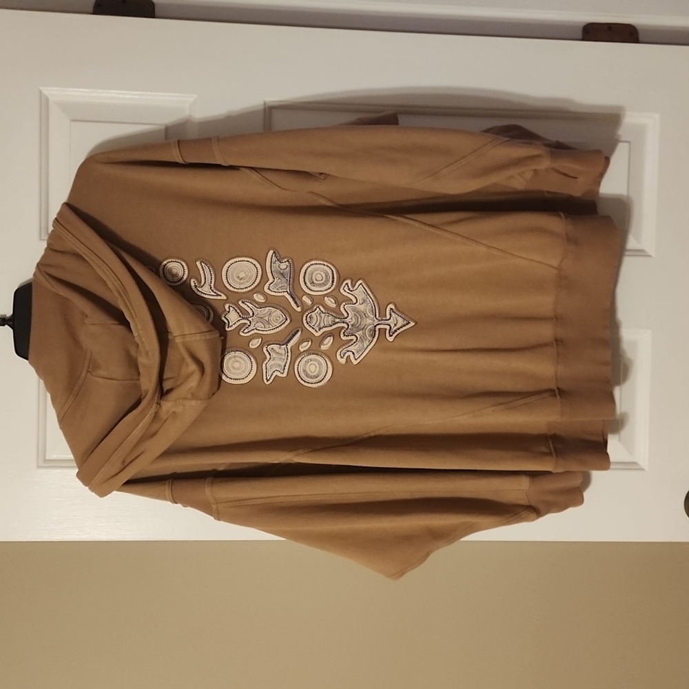 Free People Dusty Rose Hoodie with Blue Embroidered Back - Picture 8 of 11
